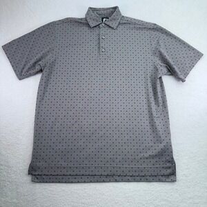 FootJoy Polo Shirt Mens Large Purple Argyle Polka Dots Performance Stretch Golf